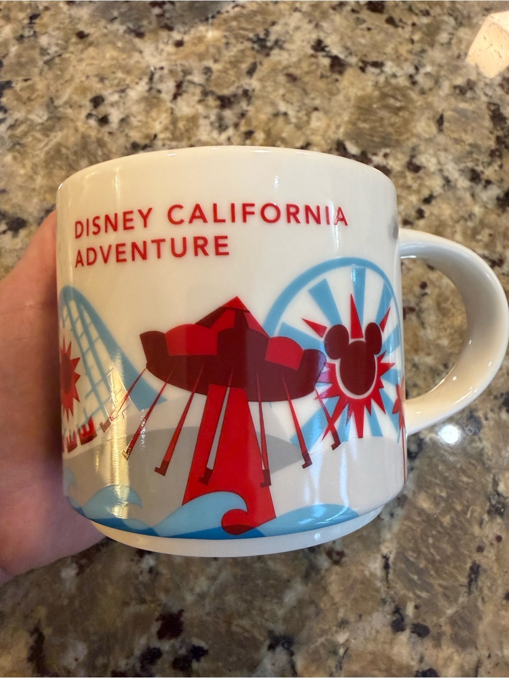 Starbucks Disney Parks You Are Here Mug - White with Blue and Red Accents